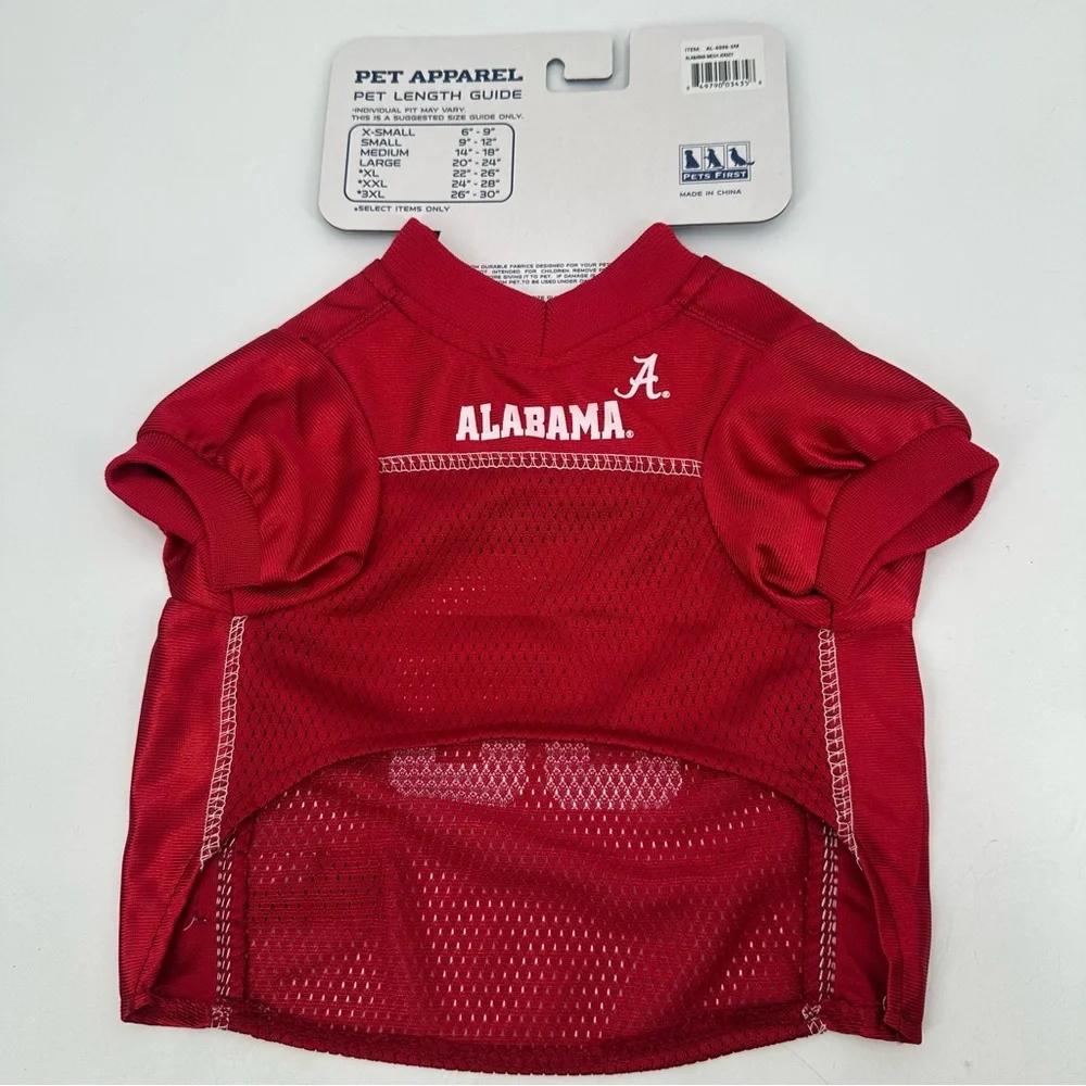 Dog Jersey Alabama Crimson Tide Collegiate Petwear Red White Size Small Pet